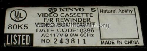 VHS 2-Way Video Cassette F/R Rewinder 80K5; Kinyo Co. Ltd., (ID = 1349594) Divers
