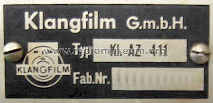 Kl. AZ 411; Klangfilm GmbH (ID = 615331) Diversos