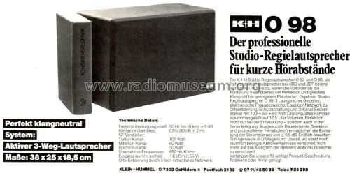 Aktiver Studio-Regielautsprecher O 98; Klein & Hummel; (ID = 2353014) Lautspr.-K