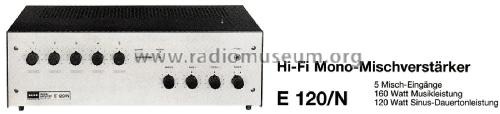 Mixer-Amplifier E 120/N; Klein & Hummel; (ID = 2954335) Ampl/Mixer