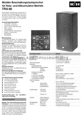 Mobiler Beschallungs-Lautsprecher TRA 60; Klein & Hummel; (ID = 2698894) Speaker-P