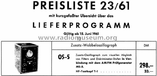 Wobbel-Oszillograf Radiotest OS-5; Klein & Hummel; (ID = 1390377) Ausrüstung