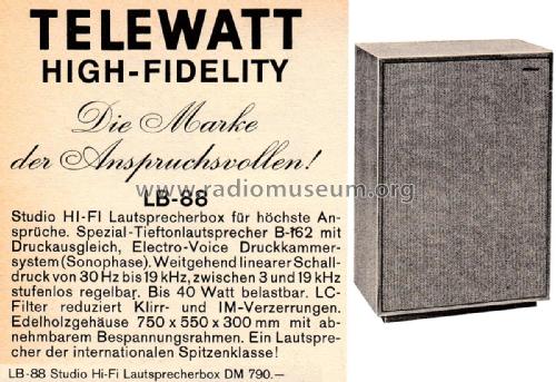 Studio Hi-Fi Lautsprecherbox Telewatt LB-88; Klein & Hummel; (ID = 2365698) Speaker-P