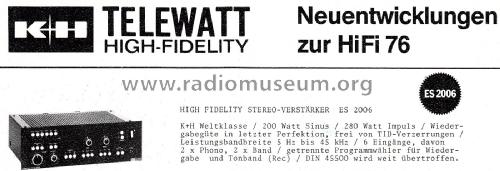 Telewatt ES-2006; Klein & Hummel; (ID = 2363620) Ampl/Mixer
