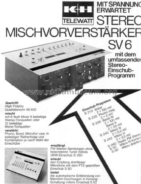 Telewatt Mischvorverstärker SV 6; Klein & Hummel; (ID = 2357056) Ampl/Mixer