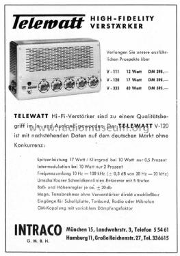 Telewatt V-120 Hi-Fi; Klein & Hummel; (ID = 2950452) Verst/Mix