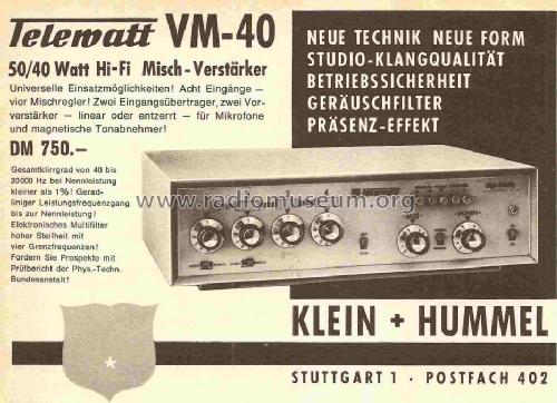 Telewatt VM40; Klein & Hummel; (ID = 841771) Ampl/Mixer