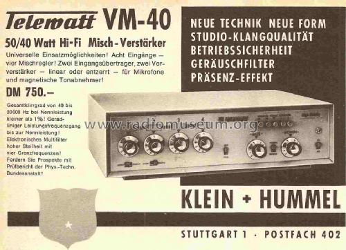Telewatt VM40; Klein & Hummel; (ID = 841773) Ampl/Mixer