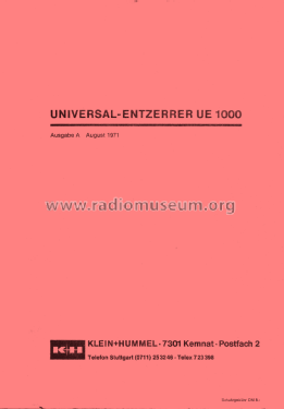 Universalentzerrer UE 1000; Klein & Hummel; (ID = 1968730) Ampl/Mixer