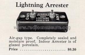Radio Lightning Arrester 1000; Knox Porcelain Corp. (ID = 1730321) Radio part