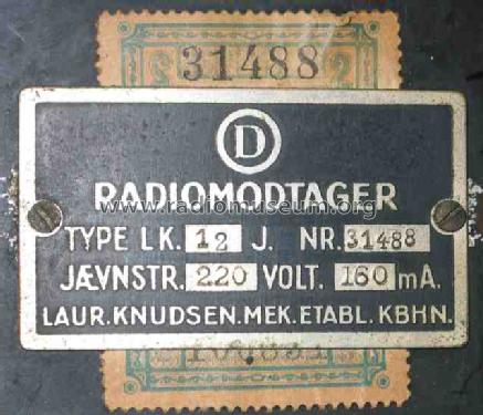 LK12J; Knudsen, Lauritz LK; (ID = 862033) Radio