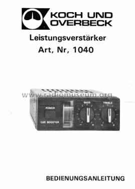 Car Booster - Leistungsverstärker 1040; Koch & Overbeck, (ID = 2488152) Ampl/Mixer