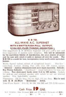 KB 750; Kolster Brandes Ltd. (ID = 1940927) Radio