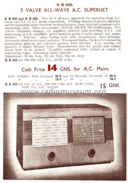 KB 830; Kolster Brandes Ltd. (ID = 1940934) Radio