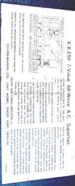 KB 850; Kolster Brandes Ltd. (ID = 1475687) Radio