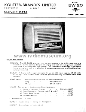 BW20; Kolster Brandes Ltd. (ID = 1606748) Radio
