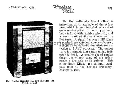 Rejectostat A.C. Six KB 428; Kolster Brandes Ltd. (ID = 2105730) Radio