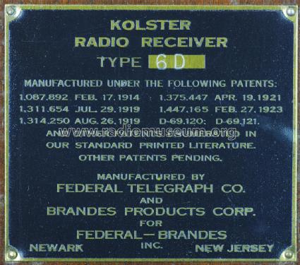6D ; Kolster; USA (ID = 1770188) Radio