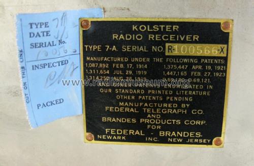 7-A ; Kolster; USA (ID = 2021829) Radio