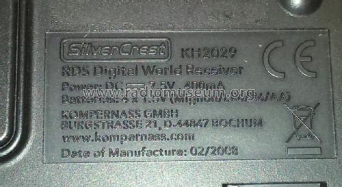 Silvercrest RDS Digital World Receiver KH2029; Kompernass Handels (ID = 2225603) Radio