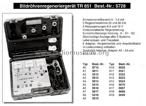 Bildröhrenmessregenerator TR-851 ; König Electronic (ID = 2430854) Equipment