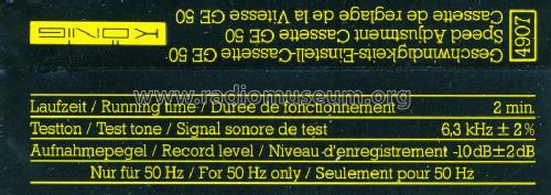 Geschwindigkeits-Einstell-Cassette GE 50; König Electronic (ID = 1594069) Equipment