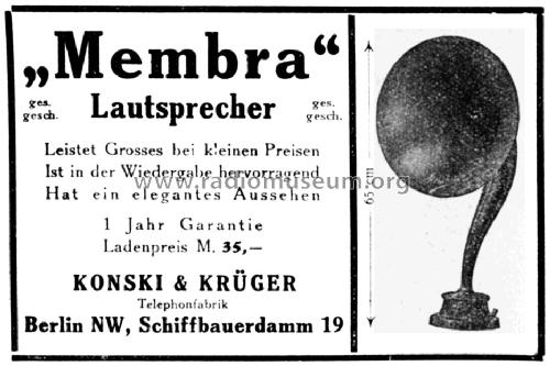 Membra Lautsprecher ; Konski & Krüger, (ID = 1308002) Parleur