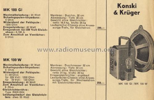 Groß-Kraftlautsprecher MK100; Konski & Krüger, (ID = 1334517) Lautspr.-K