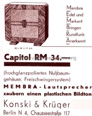 Membra-Capitol ; Konski & Krüger, (ID = 1519992) Altavoz-Au