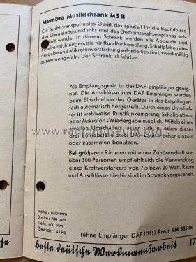 Musikschrank für DAF1011 MS II ; Konski & Krüger, (ID = 2592200) Cabinet