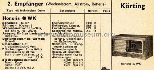 Honoris 40WK; Körting-Radio; (ID = 672670) Radio