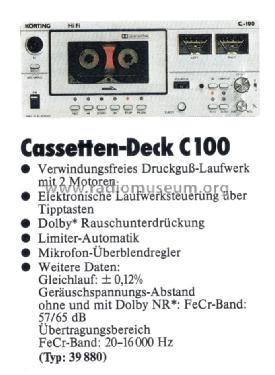 Cassettendeck C-100 Type 39880; Körting-Radio; (ID = 1003316) R-Player