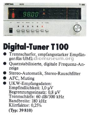 HiFi-Stereo-Tuner T-100 Type 39810; Körting-Radio; (ID = 1007085) Radio