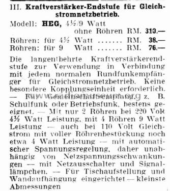 Kraftverstärker-Endstufe HEG9; Körting-Radio; (ID = 2676807) Ampl/Mixer