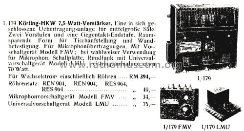 Kraftverstärker HKW7,5; Körting-Radio; (ID = 2660297) Ampl/Mixer