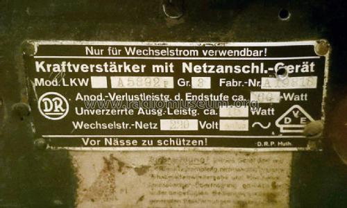 Kraftverstärker mit Netzanschl.-Gerät LKW A5892p; Körting-Radio; (ID = 1974679) Verst/Mix