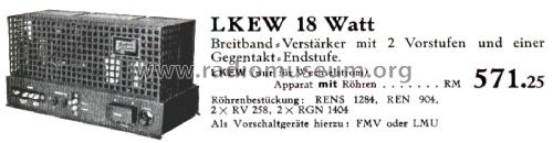 Kraftverstärker mit Netzanschluß-Gerät LKEW18; Körting-Radio; (ID = 2659205) Verst/Mix