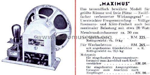 Maximus ; Körting-Radio; (ID = 2655895) Speaker-P