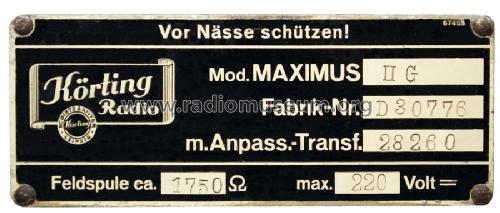 Maximus II G ; Körting-Radio; (ID = 806414) Speaker-P