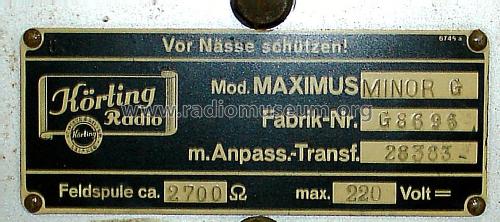 Maximus Minor G ; Körting-Radio; (ID = 1809209) Speaker-P