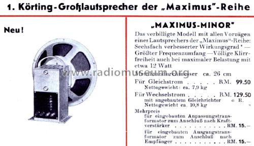 Maximus Minor G ; Körting-Radio; (ID = 2655856) Parlante