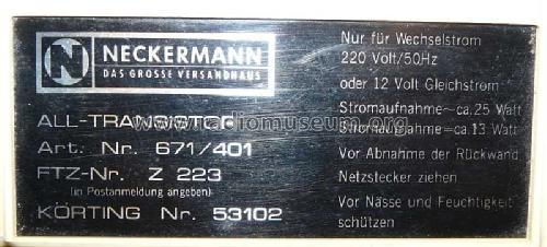 671/401 Körting Nr. 53102; Neckermann-Versand (ID = 756649) Television