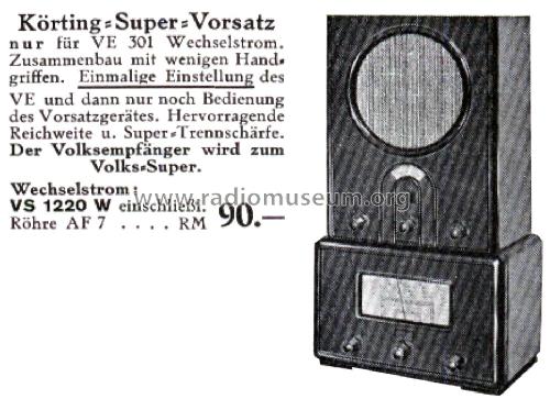 Super-Vorsatz für Volksempfänger VS1220W; Körting-Radio; (ID = 2658783) Adapteur