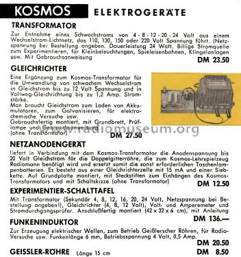 Netzanodengerät ; Kosmos, Franckh´sche (ID = 2270837) Strom-V