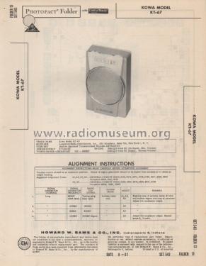 6 Transistor KT-67; Kowa Company Ltd.; (ID = 2384843) Radio