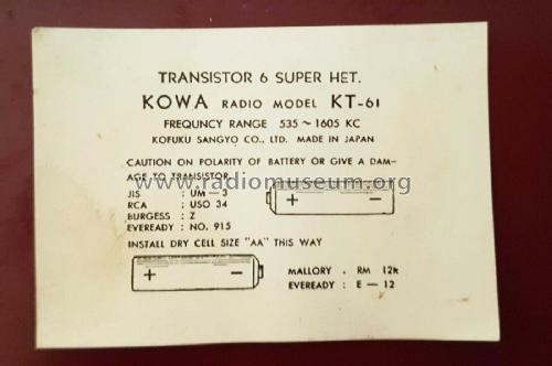 Transistorized KT-61; Kowa Company Ltd.; (ID = 2407891) Radio