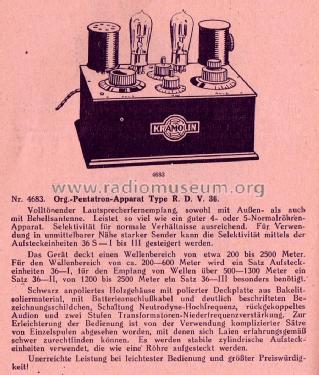 Pentatron RDV36; Kramolin; München (ID = 2507664) Radio