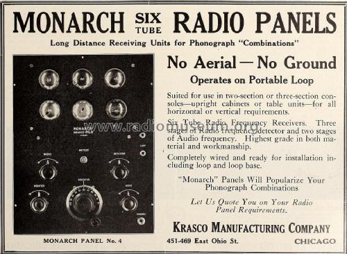 Monarch Victor Panel No. 4; Krasco Manufacturing (ID = 1994984) Radio