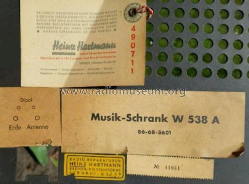 Musikschrank W538A 86-68-5601; Krefft AG, W.; (ID = 1828852) Radio