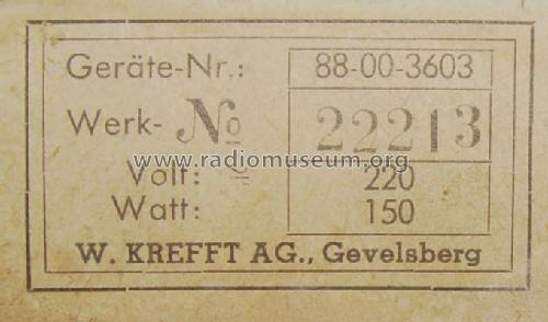 Weltfunk TD5536P 88-00-3603; Krefft AG, W.; (ID = 396043) Fernseh-E